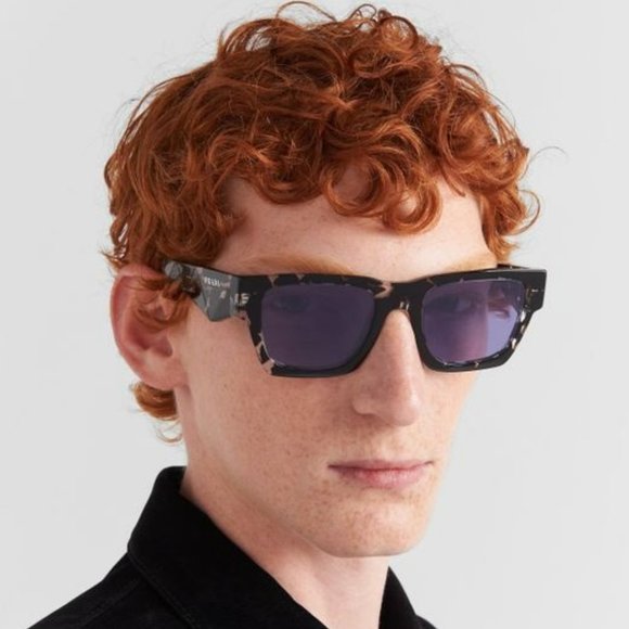 NEW Prada PRA06S 15O50B Tortoise Black Violet Mirror Square Unisex Sunglasses - Picture 1 of 11